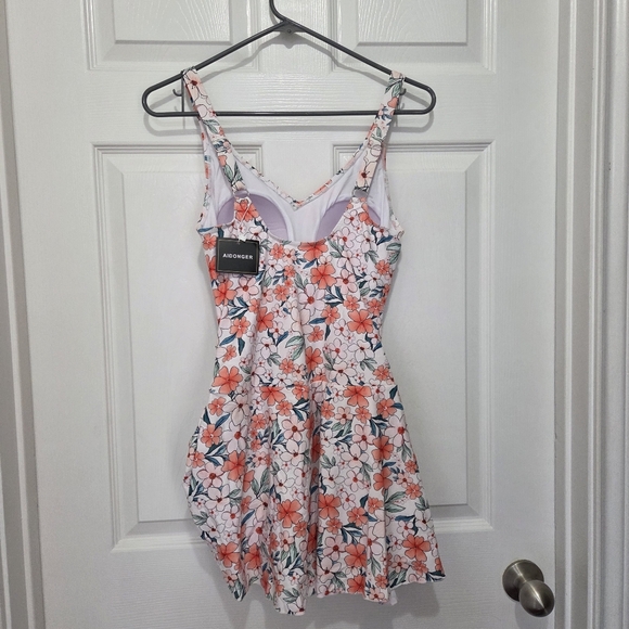 AIDONGER One Piece Women Tummy Control  Modest Skirt V Neck floral Swimdress M - Picture 3 of 7